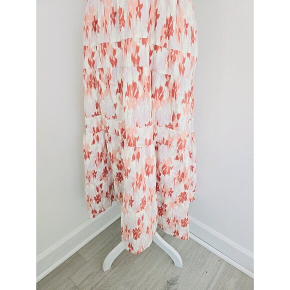 House of Harlow 1960 Linen Blend Midi Maxi Tiered Cottagecore Sleeveless Dress M - Picture 5 of 15